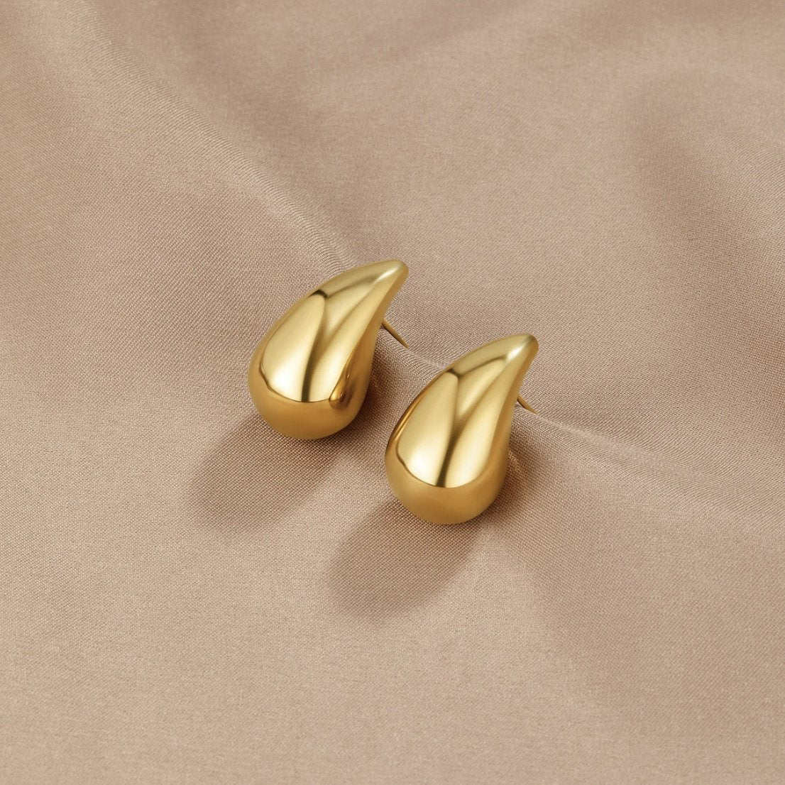 Gold-Tone Teardrop Stud Earrings