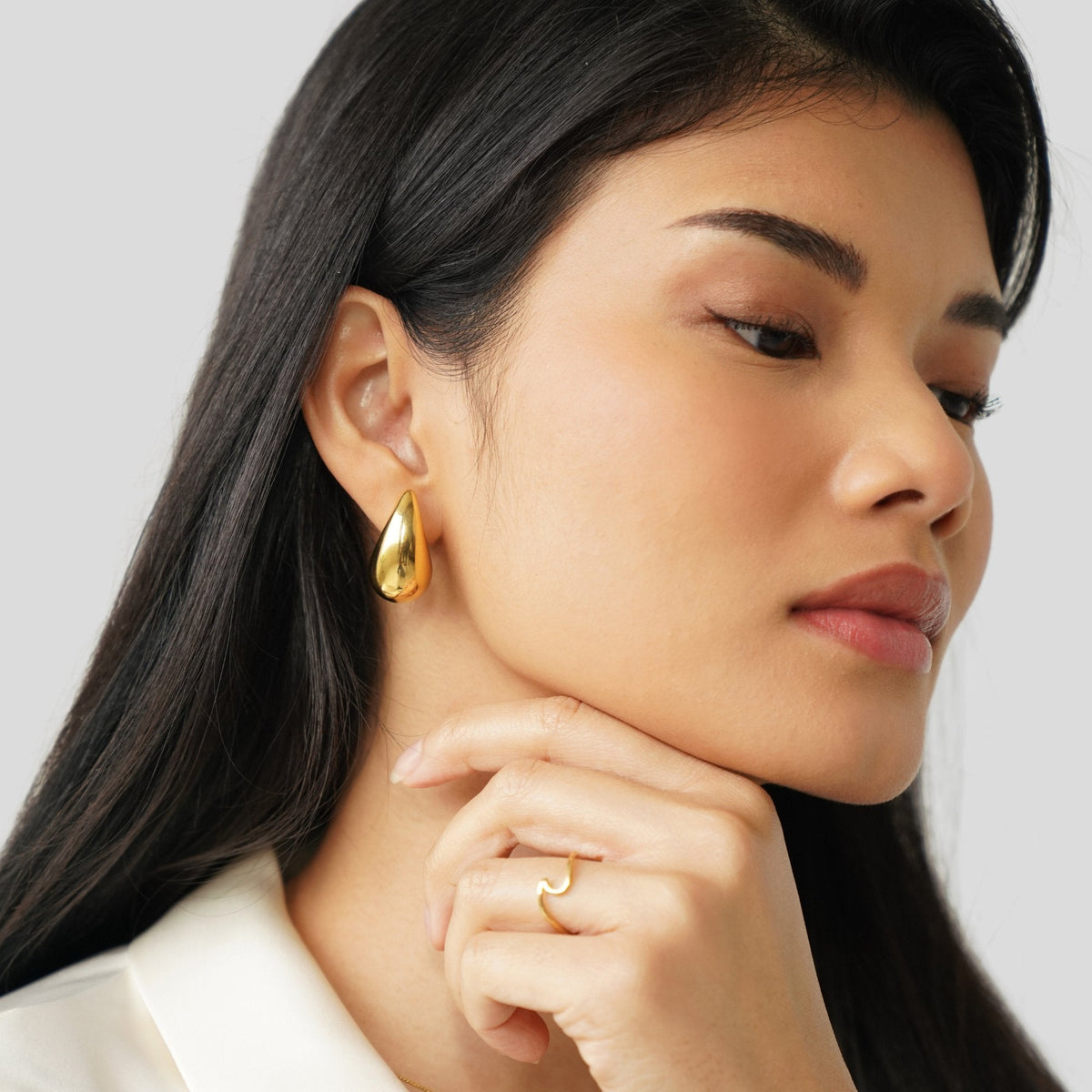 Gold-Tone Teardrop Stud Earrings