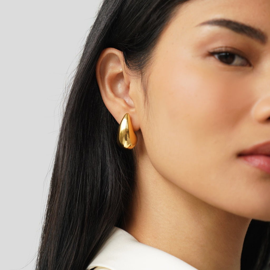 Gold-Tone Teardrop Stud Earrings