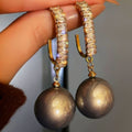 Black Pearl and Zirconia Drop Earrings
