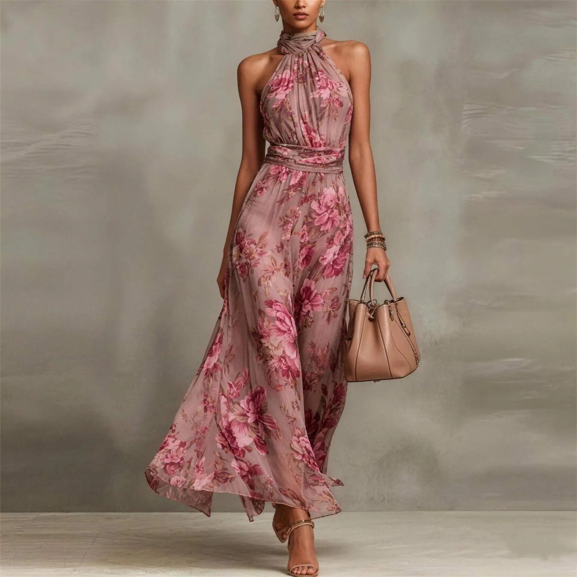 Floral Print Flowing Relaxed Maxi Dress