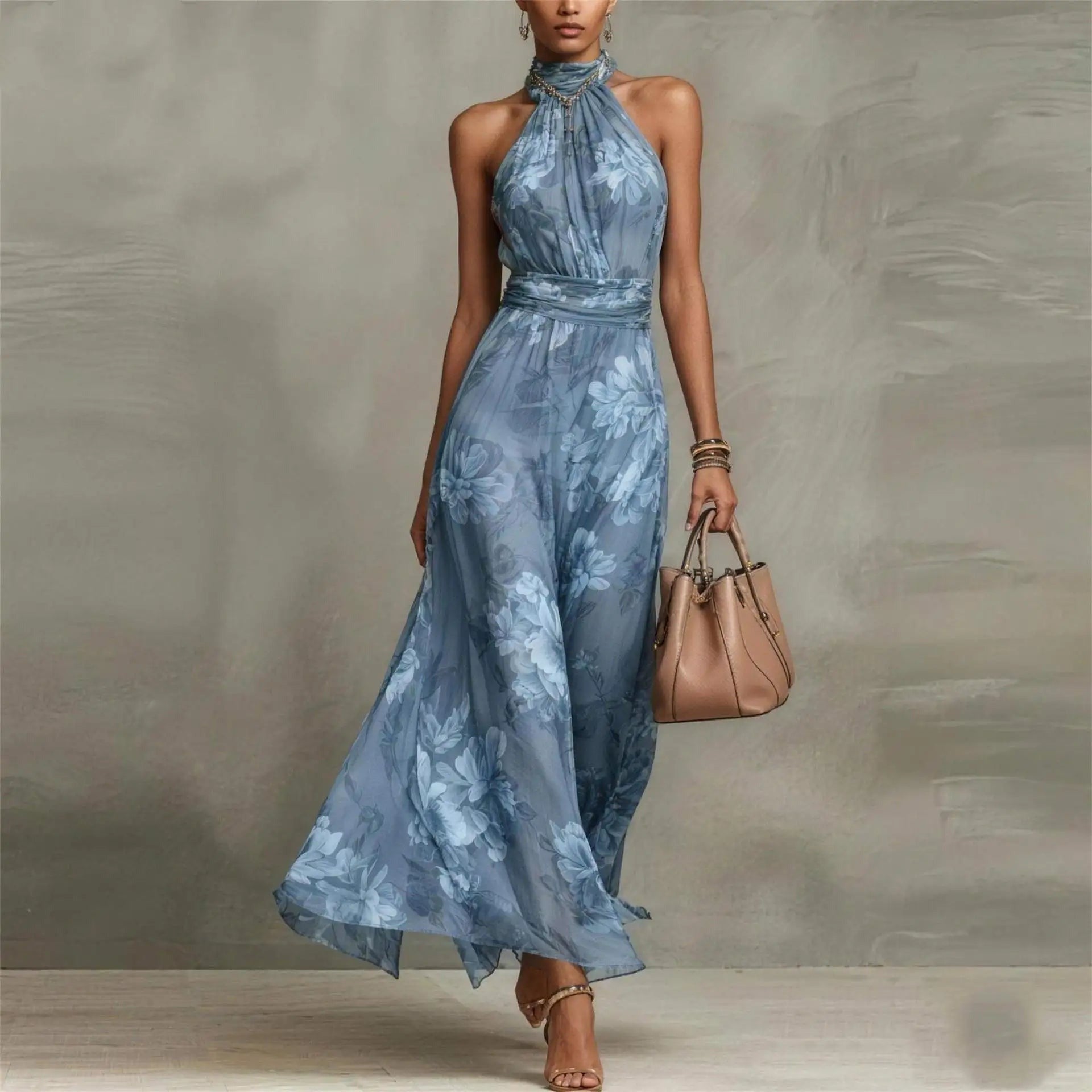 Floral Print Flowing Relaxed Maxi Dress