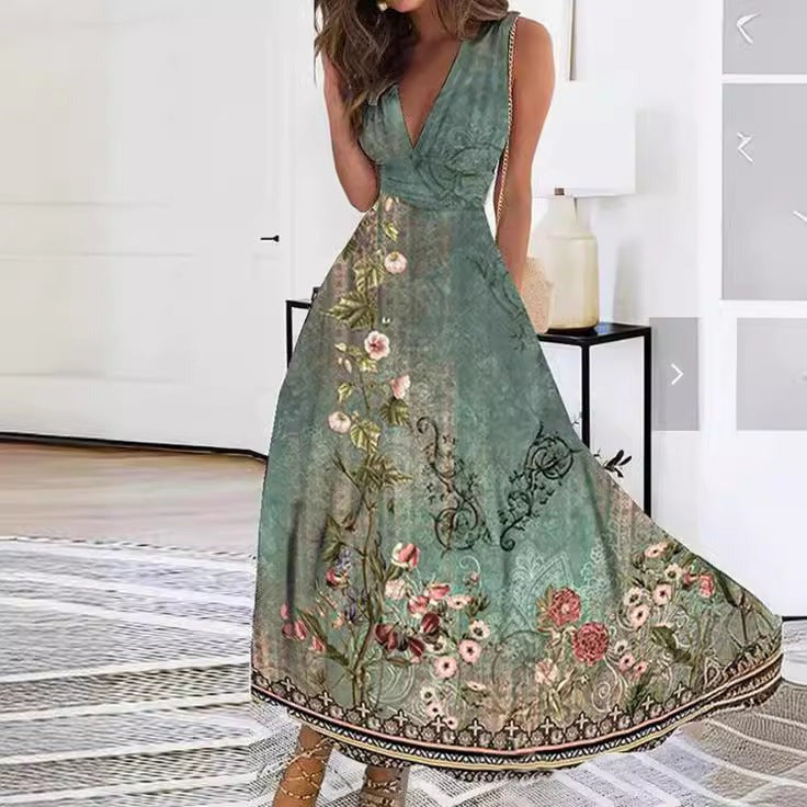 Floral Print Relaxed-Fit Flowing Summer Maxi Dress