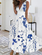 Floral Print Relaxed-Fit Flowing Summer Maxi Dress