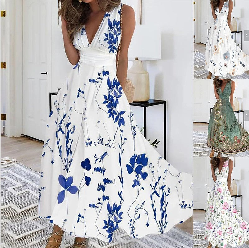 Floral Print Relaxed-Fit Flowing Summer Maxi Dress