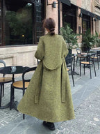 Double-Breasted Brushed Coat with Turn-Down Collar and Long Cut