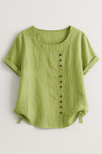 Linnen blouse met knoopsluiting en comfortabele pasvorm