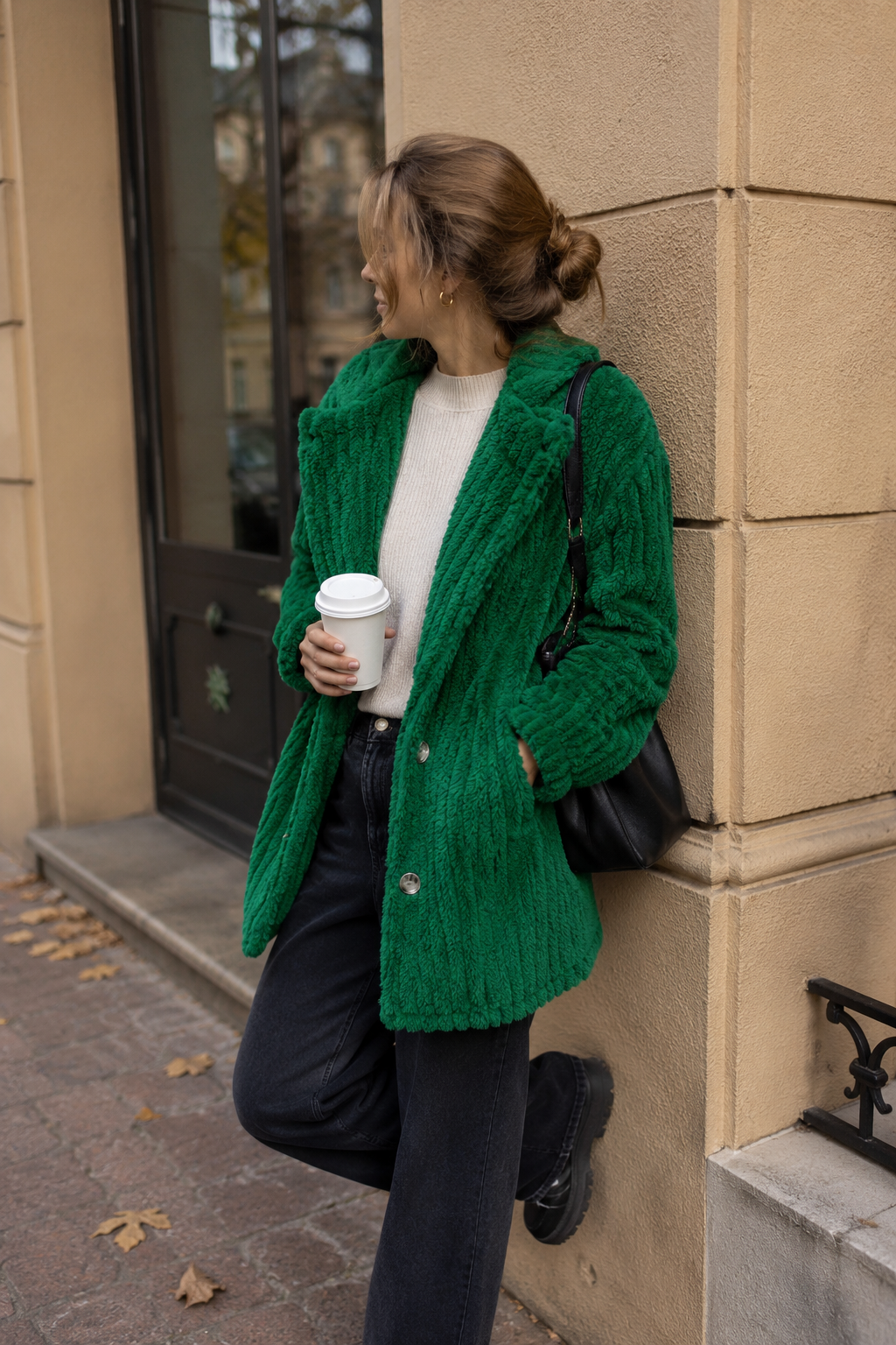 Manteau d'hiver à texture moelleuse, surface douce et sensation chaude
