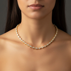 Classic Cluster Tennis Necklace in Two Metal Tones