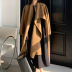 Longline Double-Breasted Brushed Coat with Turn-Down Collar
