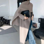 Longline Double-Breasted Brushed Coat with Turn-Down Collar