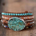 Handmade Ocean Jasper Leather Wrap Bracelet