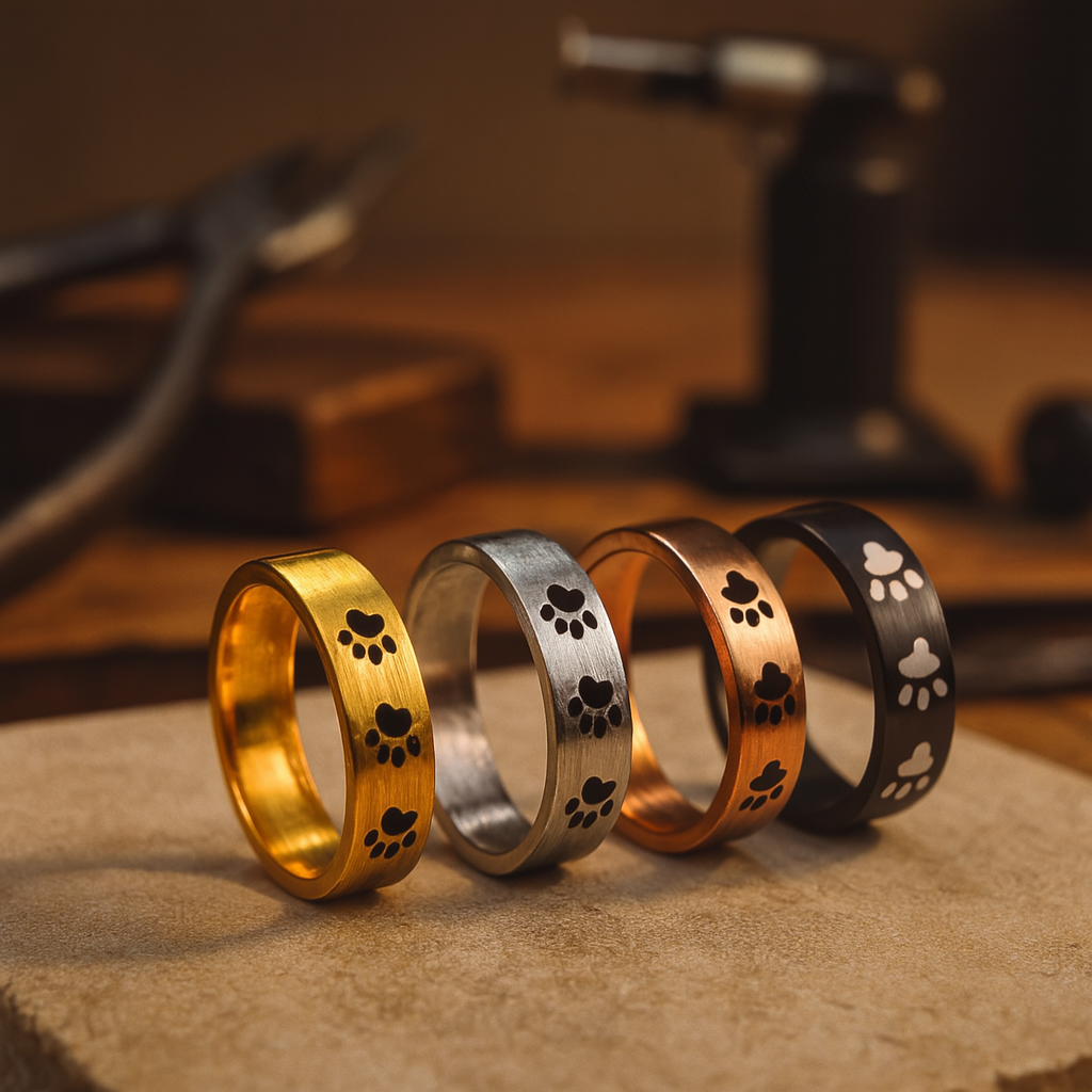 Handcrafted Stainless Steel Paw Print Ring