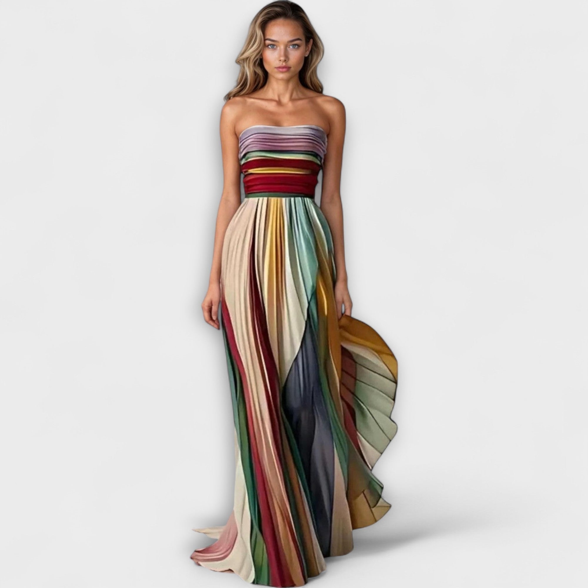 Strapless Pleated Relaxed Maxi Dress