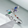 Adjustable Vintage-Style Dragonfly Ring