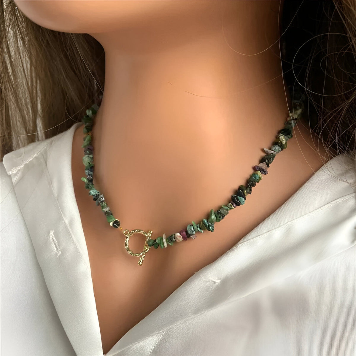 Bohemian Necklace with Natural Stone Beads
