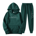 Hoodie and Jogger Loungewear Set with Heart Line Motif