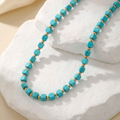 Turquoise Bead and Gold-Tone Accent Necklace