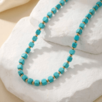 Turquoise Bead and Gold-Tone Accent Necklace