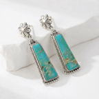 Geometric Turquoise Rectangle Drop Earrings