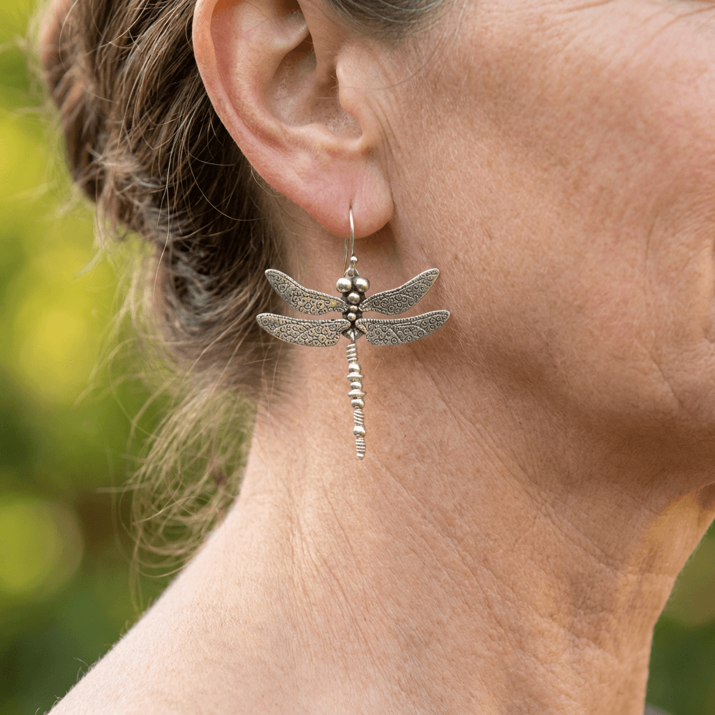 Vintage-Style Dragonfly Drop Earrings