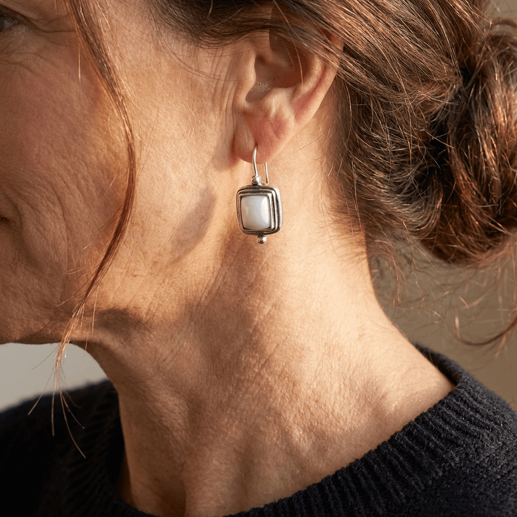 Bohemian Square Pearl Drop Earrings