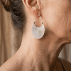 Bohemian Spiral Oxidised Disc Silver-Plated Earrings