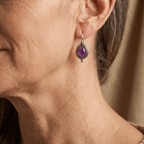 Vintage Boho Purple Gemstone-Look Silver-Plated Drop Earrings