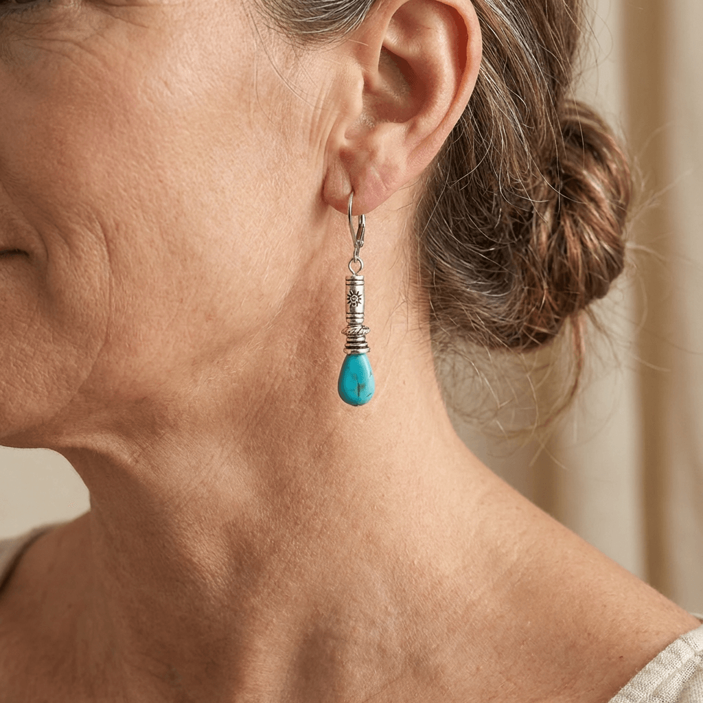 Vintage Bohemian Tibetan-Style Turquoise Earrings