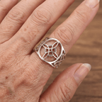 Vintage-Style Celtic Cross Button Ring