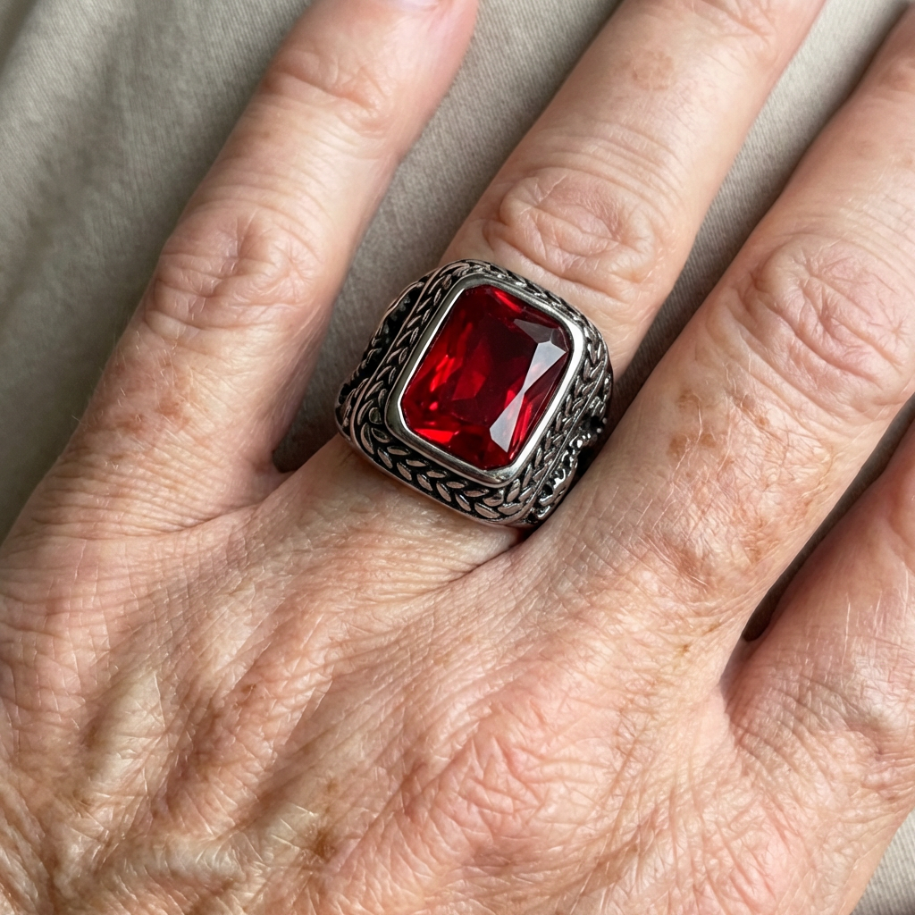 Vintage-Style Red Turkish Signet Ring