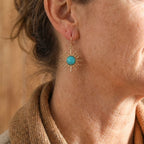 Western Boho Sun Turquoise Drop Earrings
