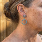 Vintage Bohemian Turquoise Concho Hoop Earrings