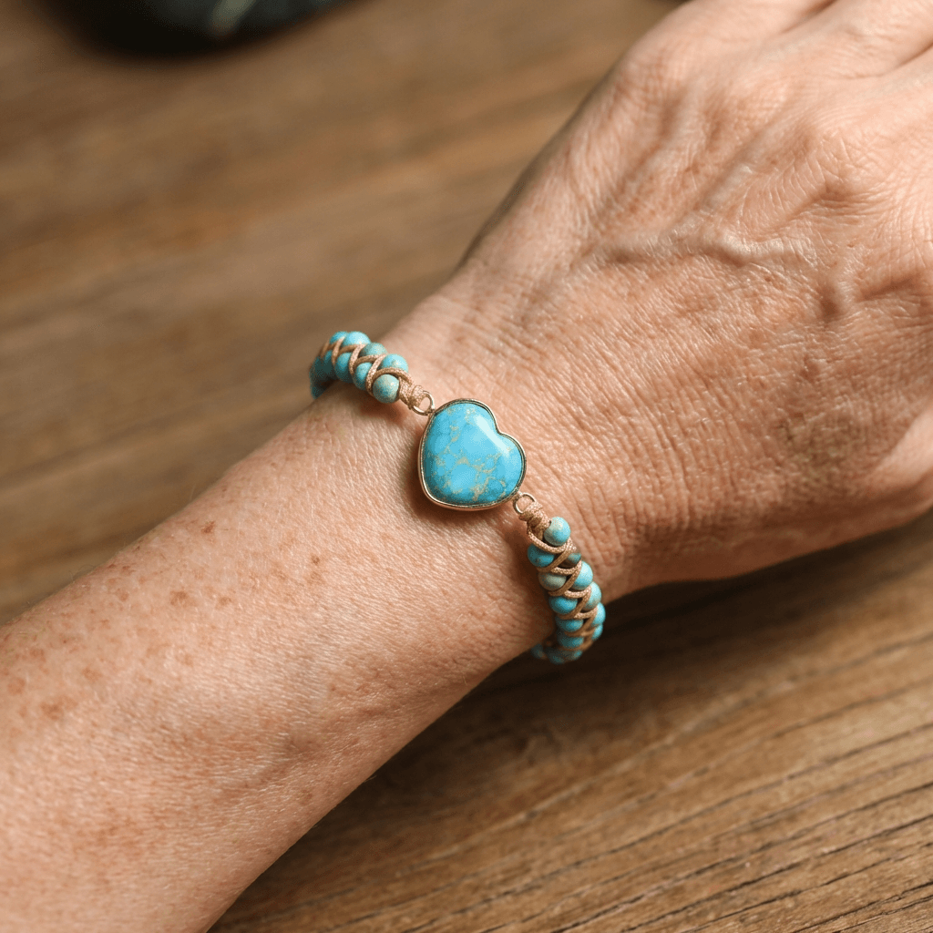 Adjustable Vintage Boho Beaded Heart Charm Bracelet