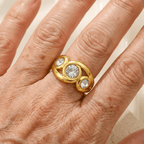 Vintage-Style Boho Inlaid Zirconia Spiral Gold-Tone Ring