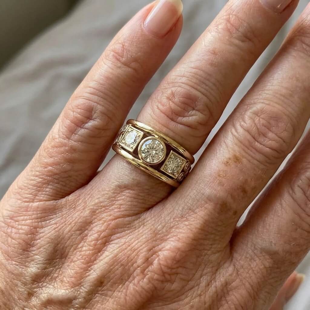 Vintage Multi-Stone Zirconia Gold-Tone Ring