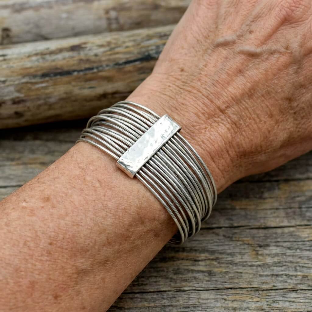 Handmade Vintage-Style Silver-Tone Wire Wrap Bracelet