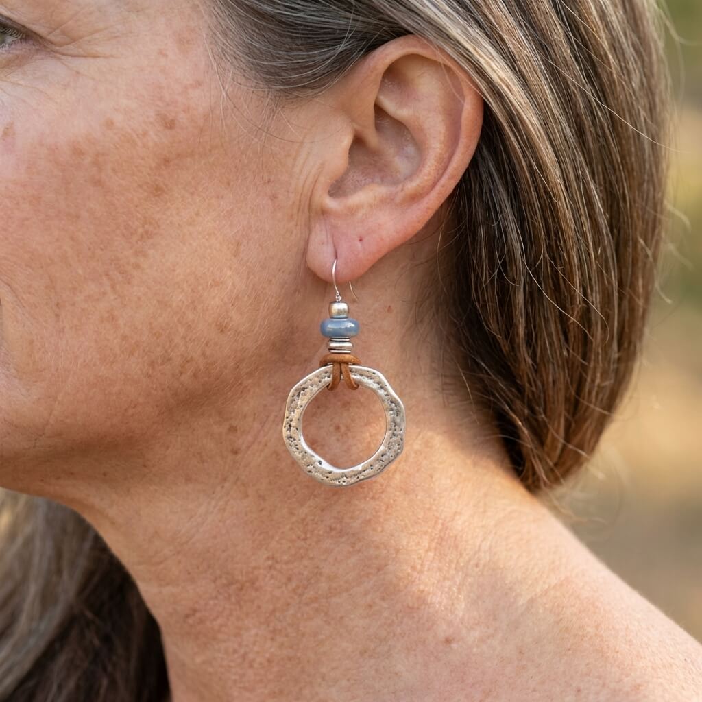 Vintage Bohemian Silver-Plated Circle Earrings