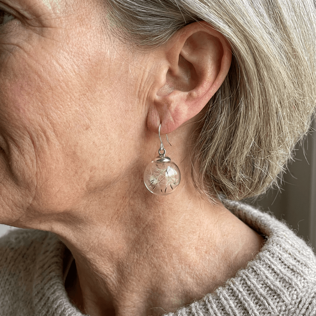 Bohemian Dandelion Silver-Plated Glass Drop Earrings