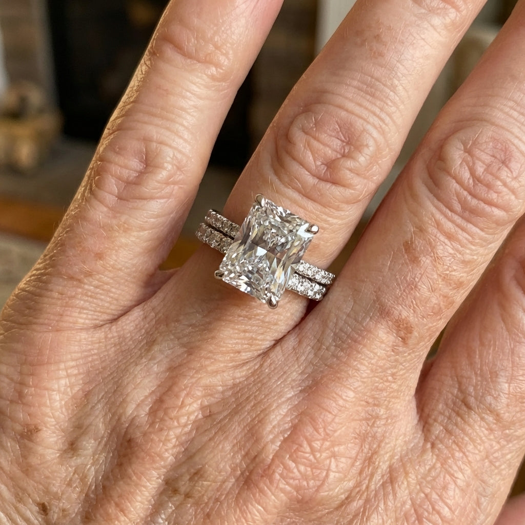 Two-Piece Classic Zirconia Engagement and Wedding Band Set