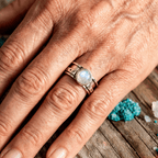 Celestial Stars, Moon and Moonstone Fidget Silver-Tone Ring