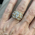 Vintage-Style Split Princess-Cut Zirconia Gold-Plated Band Ring