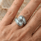 Vintage-Style Bohemian White Opal-Look Silver-Plated Ring