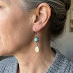Retro Wire-Wrapped Turquoise Pendant Earrings