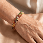 Bohemian Multicolour Zirconia Gold-Plated Tennis Bracelet