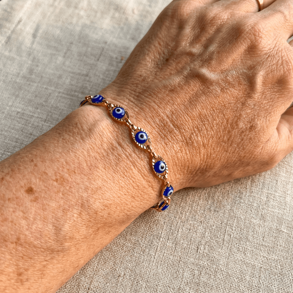Minimalist Evil Eye Gold-Plated Tennis Bracelet