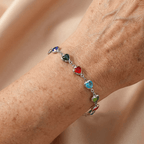 Stainless Steel Heart Link Bracelet with Enamel Colours