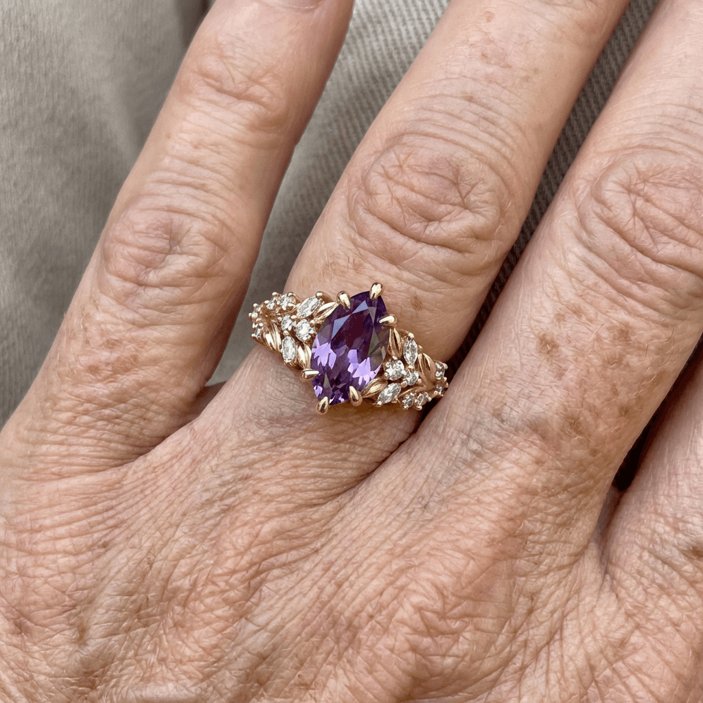 Handmade Violet Garden Oval Ring