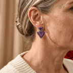 Bohemian Purple Double Heart Drop Earrings