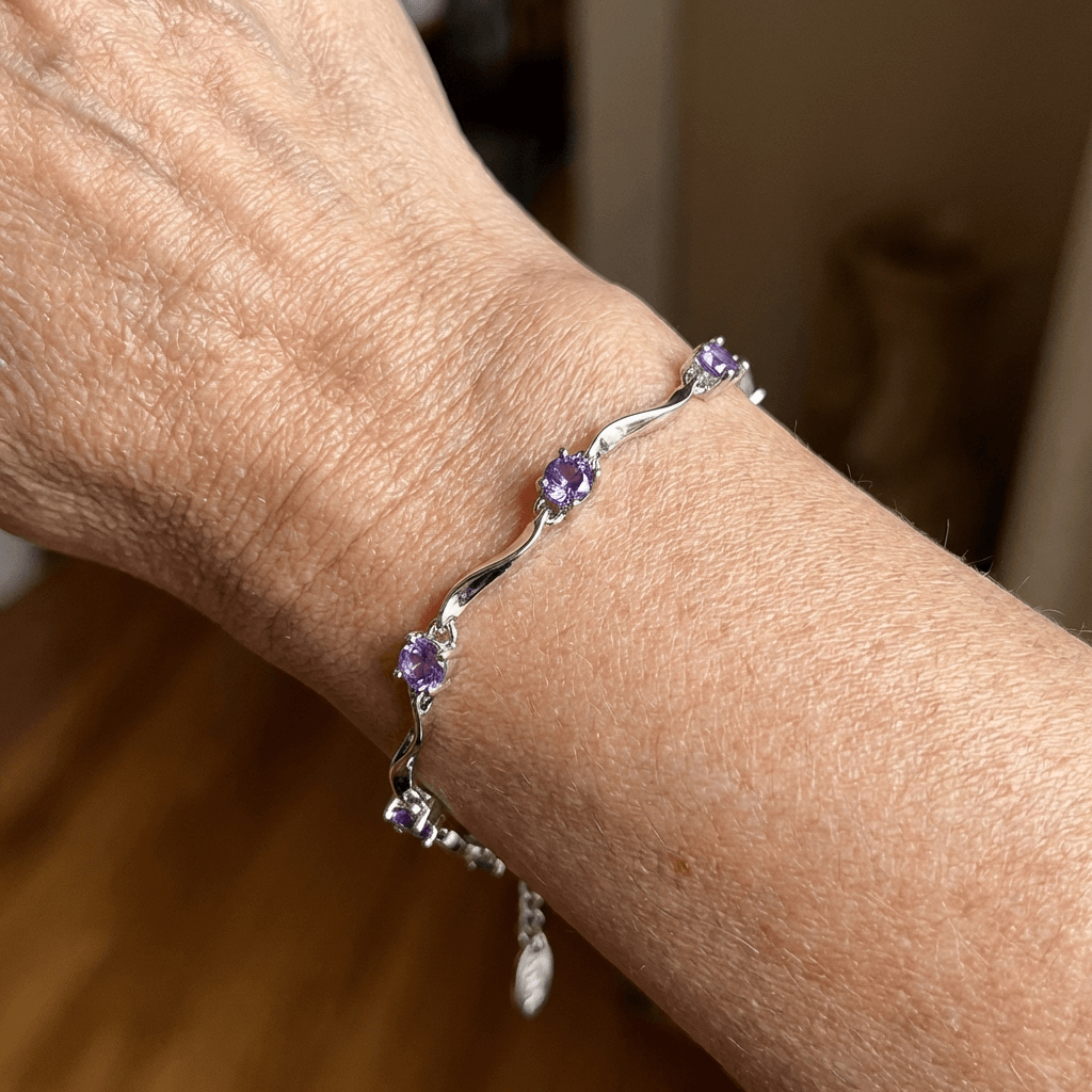 Wavy Purple Synthetic Zirconia Bracelet